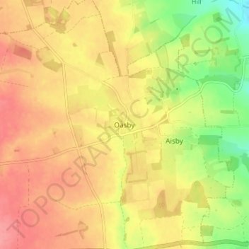 Mapa topográfico Oasby, altitude, relevo