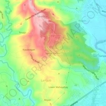 Mapa topográfico Upper Dampa, altitude, relevo
