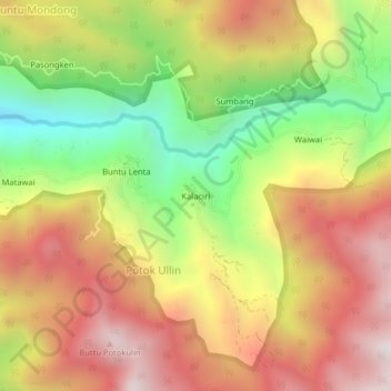 Mapa topográfico Kalaciri, altitude, relevo