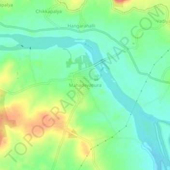 Mapa topográfico Mahadevapura, altitude, relevo