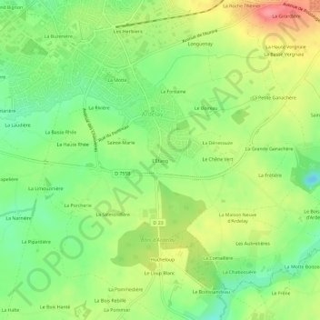 Mapa topográfico L'Étang, altitude, relevo