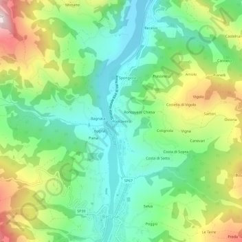 Mapa topográfico Roncovero, altitude, relevo