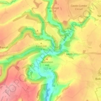 Mapa topográfico Ford, altitude, relevo
