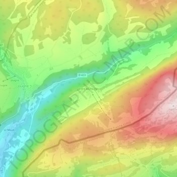 Mapa topográfico Entre-les-Fourgs, altitude, relevo
