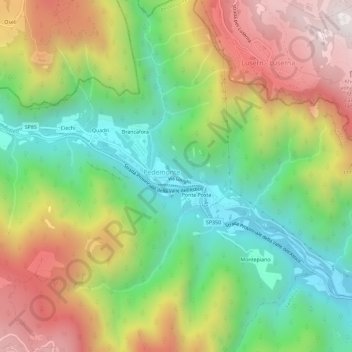Mapa topográfico Longhi, altitude, relevo