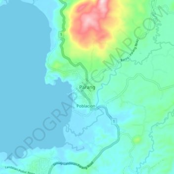 Mapa topográfico Parang, altitude, relevo