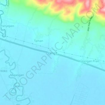 Mapa topográfico Jrengik, altitude, relevo