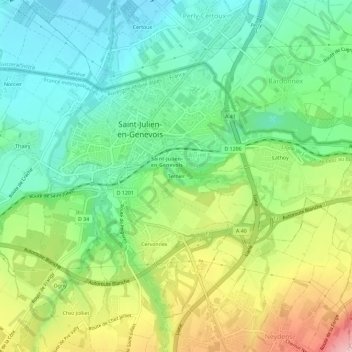 Mapa topográfico Ternier, altitude, relevo