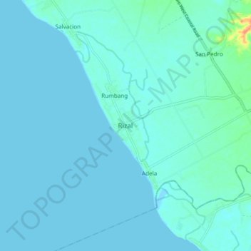 Mapa topográfico Rizal, altitude, relevo