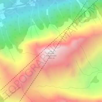 Mapa topográfico Mount Macdonald, altitude, relevo