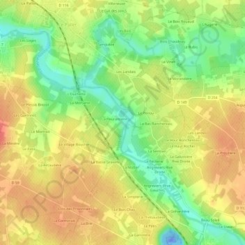 Mapa topográfico Les Côteaux, altitude, relevo