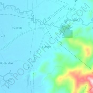 Mapa topográfico Buhang, altitude, relevo