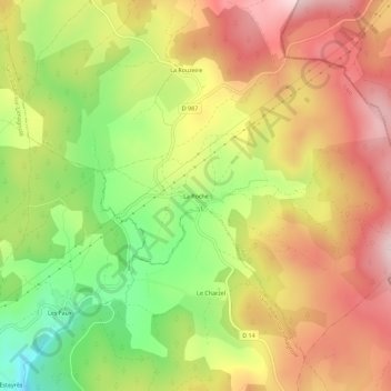 Mapa topográfico La Roche, altitude, relevo