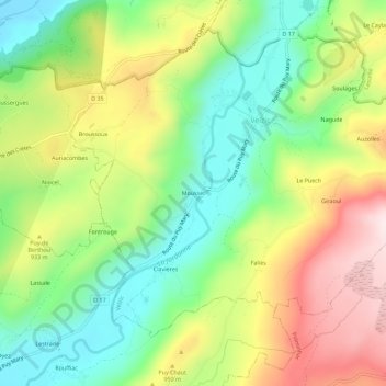 Mapa topográfico Mousset, altitude, relevo