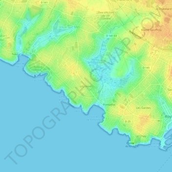 Mapa topográfico Les Groies, altitude, relevo