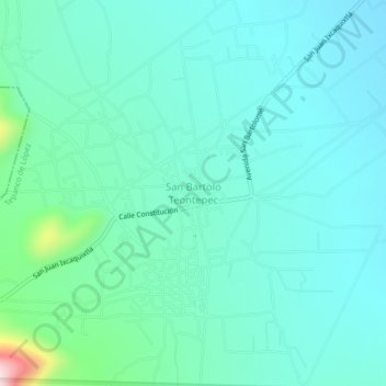 Mapa topográfico San Bartolo Teontepec, altitude, relevo