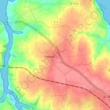Mapa topográfico Le Croissant, altitude, relevo