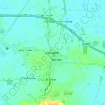 Mapa topográfico Grey Green, altitude, relevo