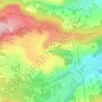 Mapa topográfico Chadrat, altitude, relevo
