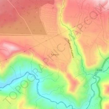 Mapa topográfico Turucu, altitude, relevo