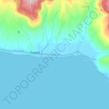 Mapa topográfico Bonbon, altitude, relevo