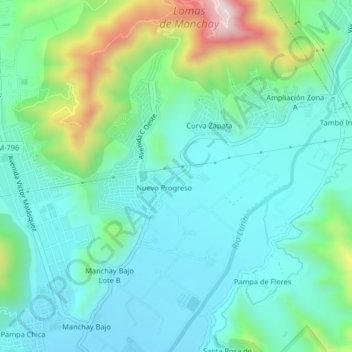 Mapa topográfico Rumi Wasi, altitude, relevo