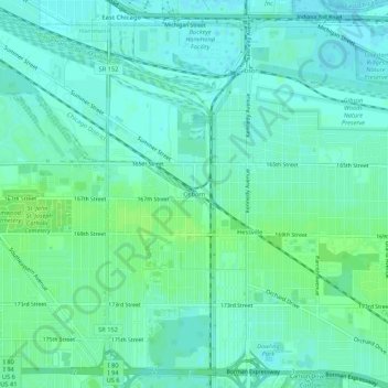 Mapa topográfico Osborn, altitude, relevo