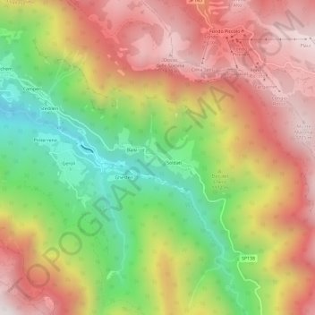 Mapa topográfico Zoreri, altitude, relevo