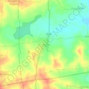 Mapa topográfico Kirugavalu, altitude, relevo