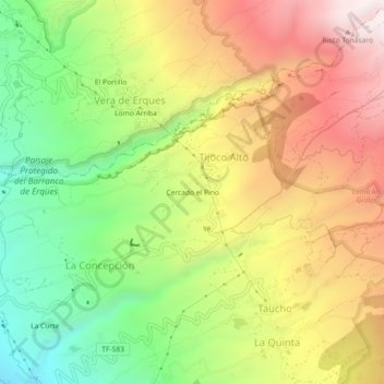 Mapa topográfico Cercado el Pino, altitude, relevo