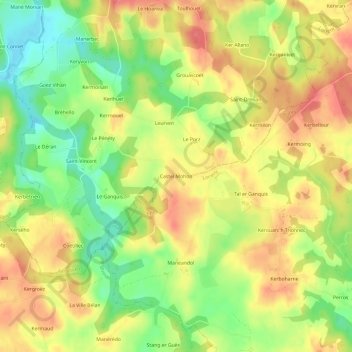 Mapa topográfico Castel Mohon, altitude, relevo
