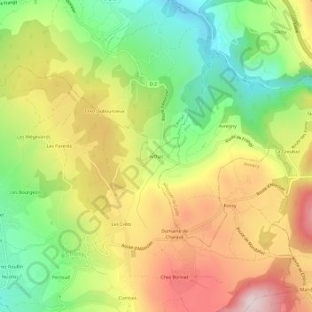 Mapa topográfico Arthaz, altitude, relevo