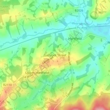 Mapa topográfico Gallypot Street, altitude, relevo