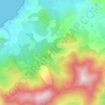 Mapa topográfico Poggio, altitude, relevo