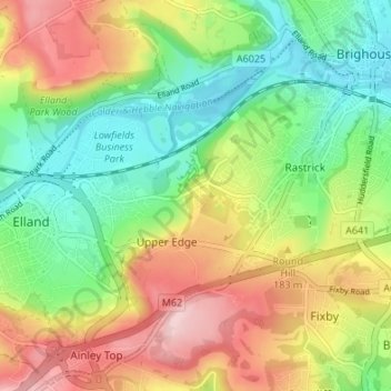 Mapa topográfico Lower Edge, altitude, relevo