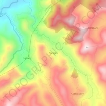 Mapa topográfico Naragiri, altitude, relevo
