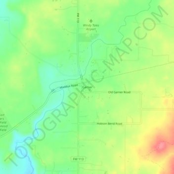 Mapa topográfico Garner, altitude, relevo