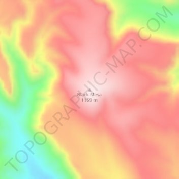 Mapa topográfico Black Mesa, altitude, relevo
