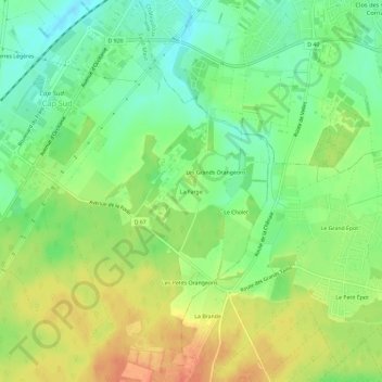 Mapa topográfico La Farge, altitude, relevo