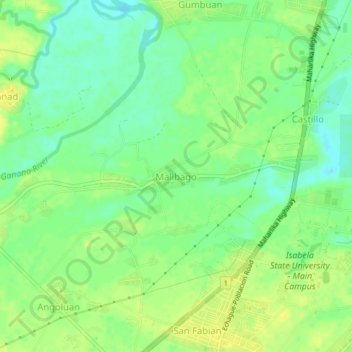 Mapa topográfico Malibago, altitude, relevo
