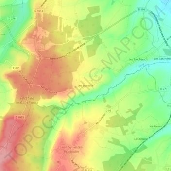 Mapa topográfico Les Taureaux, altitude, relevo