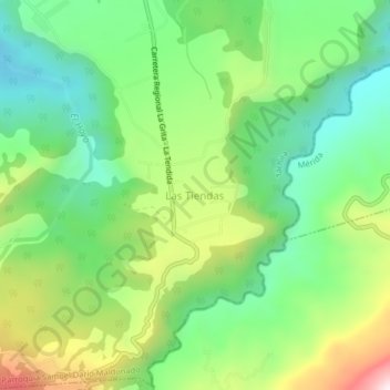 Mapa topográfico Las Tiendas, altitude, relevo