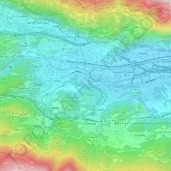 Mapa topográfico Balma di Grosso, altitude, relevo