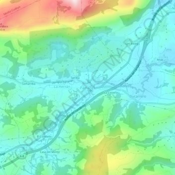 Mapa topográfico Pámanes, altitude, relevo