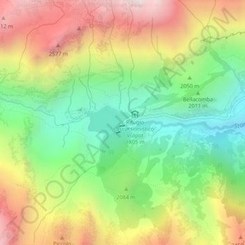Mapa topográfico Malciaussia, altitude, relevo