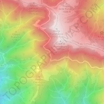 Mapa topográfico Fonte Bona, altitude, relevo