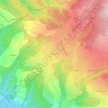 Mapa topográfico Pommarède, altitude, relevo