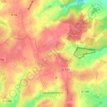 Mapa topográfico Hameau Tourraine, altitude, relevo