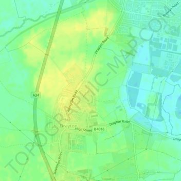 Mapa topográfico Sutton Wick, altitude, relevo