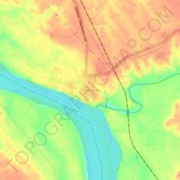 Mapa topográfico Tilakvada, altitude, relevo